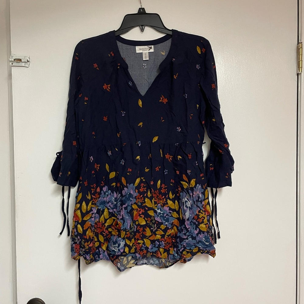 Floral Navy Maternity Top